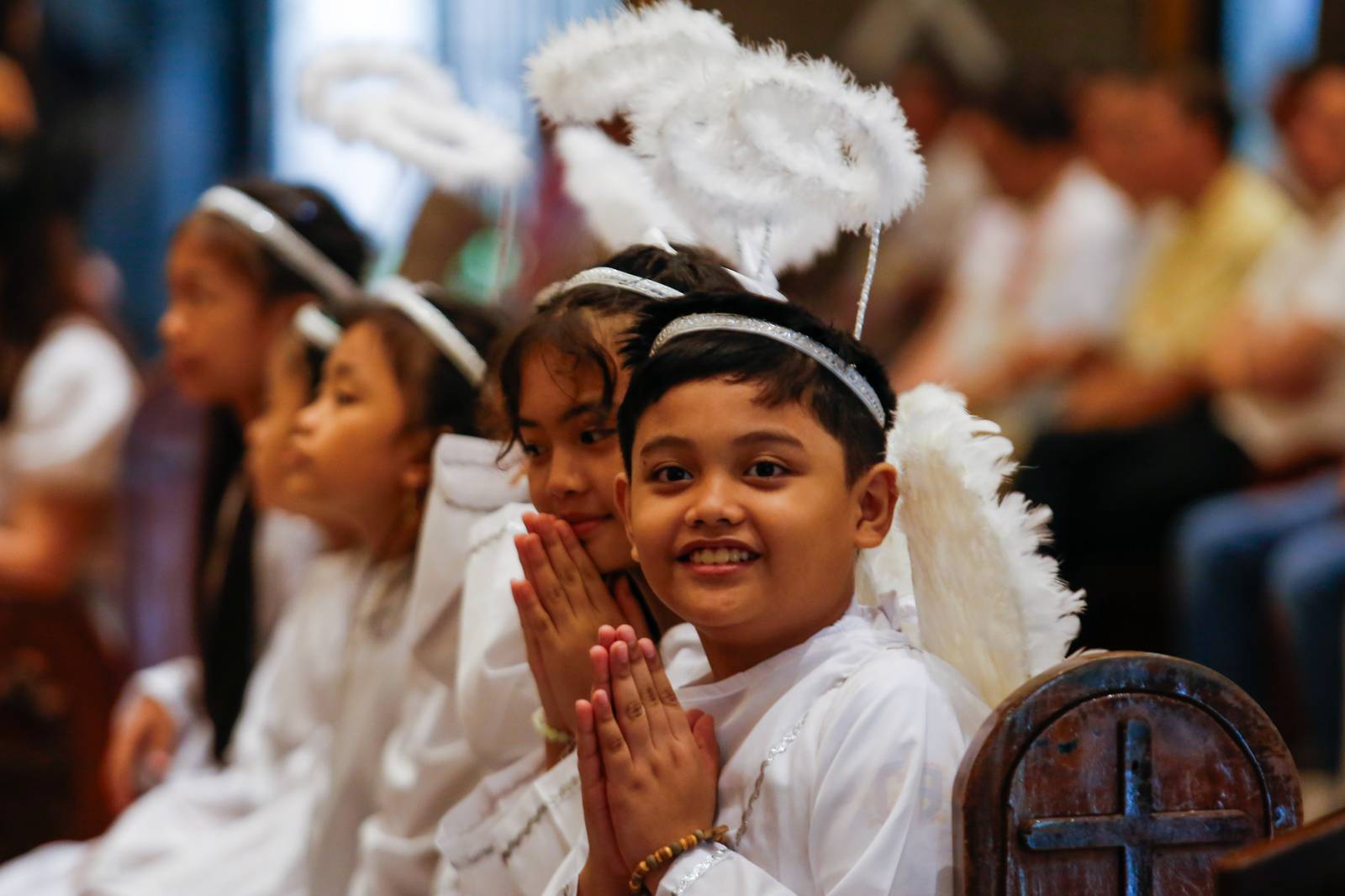 Children flock to Sta. Rita de Cascia Parish at PhilAm Homes in Quezon City on the morning of 26 October 2025 for their annual Parade of Saints. The parade aims to encourage the young to emulate the lives of the Catholic saints.