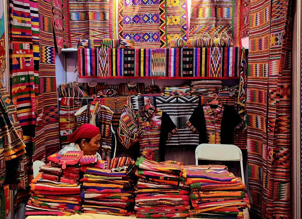 An exuberance of colors in the handwoven textiles of the Tausug people at the booth of a Sulu-based enterprise.
