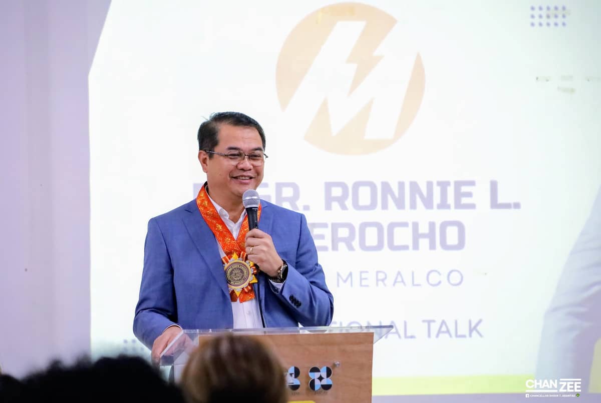 Meralco Executive Vice President and COO Ronnie L. Aperocho emphasizes industry insights and career pathways during his talk at MSU-General Santos under Meralco Power Academy’s Let’s Volt-In Program.