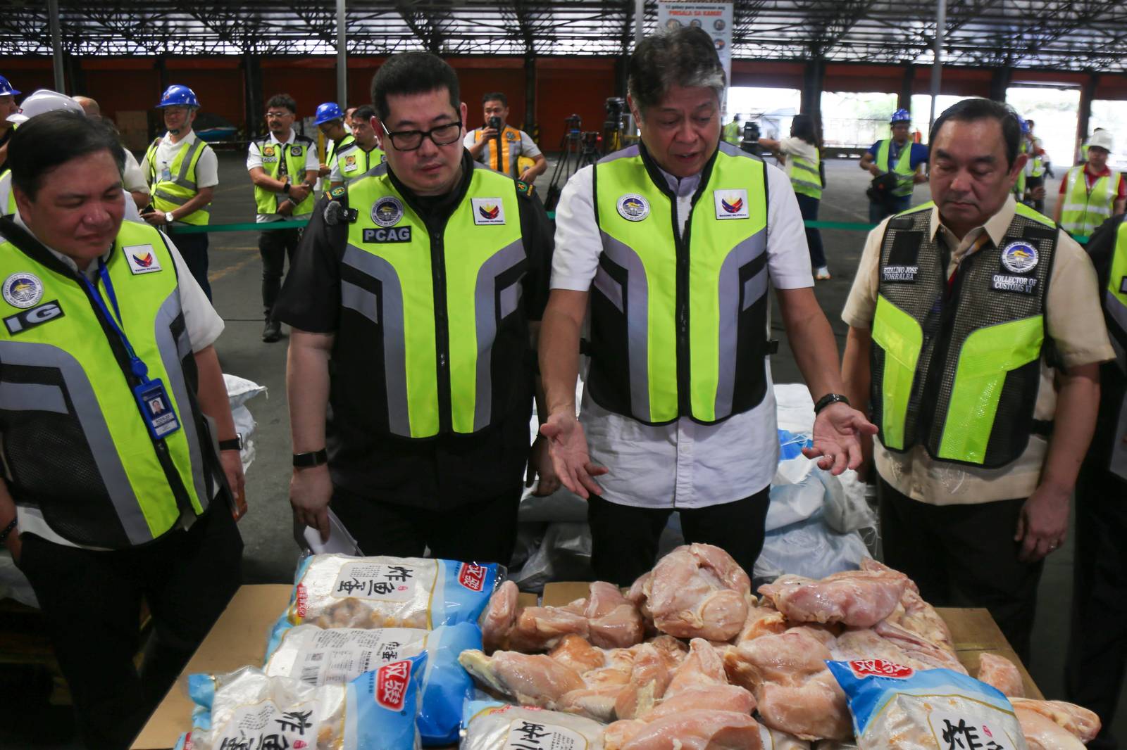 Officials from the Bureau of Customs (BOC), together with Senate Committee on Agriculture, Food, and Agrarian Reform Chairperson Senator Francis Pangilinan, inspected a seized shipment of misdeclared frozen chicken breasts and fish balls at the Manila International Container Port (MICP) on Monday, 27 October 2025.

The shipment, declared to contain 5,300 cartons of fish balls, was later discovered to hold sacks of frozen chicken breasts valued at ₱12.96 million, highlighting ongoing efforts to curb agricultural smuggling and protect consumers from unsafe and misdeclared imports.