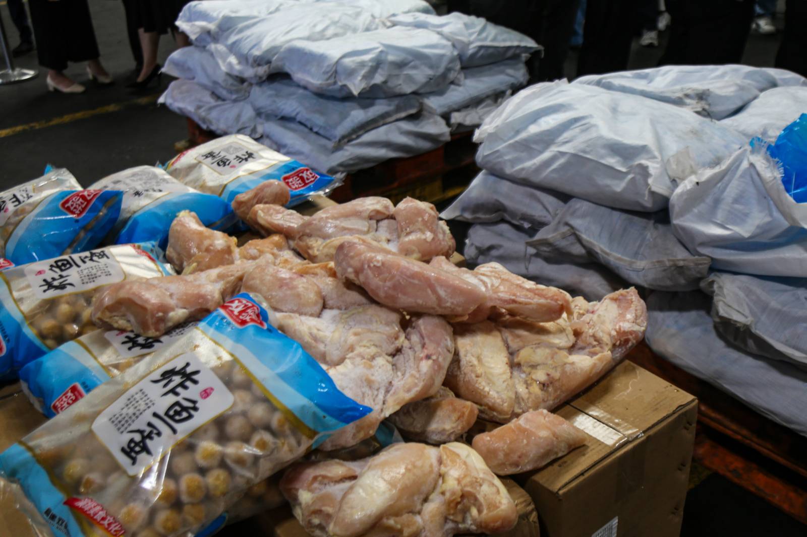 Officials from the Bureau of Customs (BOC), together with Senate Committee on Agriculture, Food, and Agrarian Reform Chairperson Senator Francis Pangilinan, inspected a seized shipment of misdeclared frozen chicken breasts and fish balls at the Manila International Container Port (MICP) on Monday, 27 October 2025.

The shipment, declared to contain 5,300 cartons of fish balls, was later discovered to hold sacks of frozen chicken breasts valued at ₱12.96 million, highlighting ongoing efforts to curb agricultural smuggling and protect consumers from unsafe and misdeclared imports.
