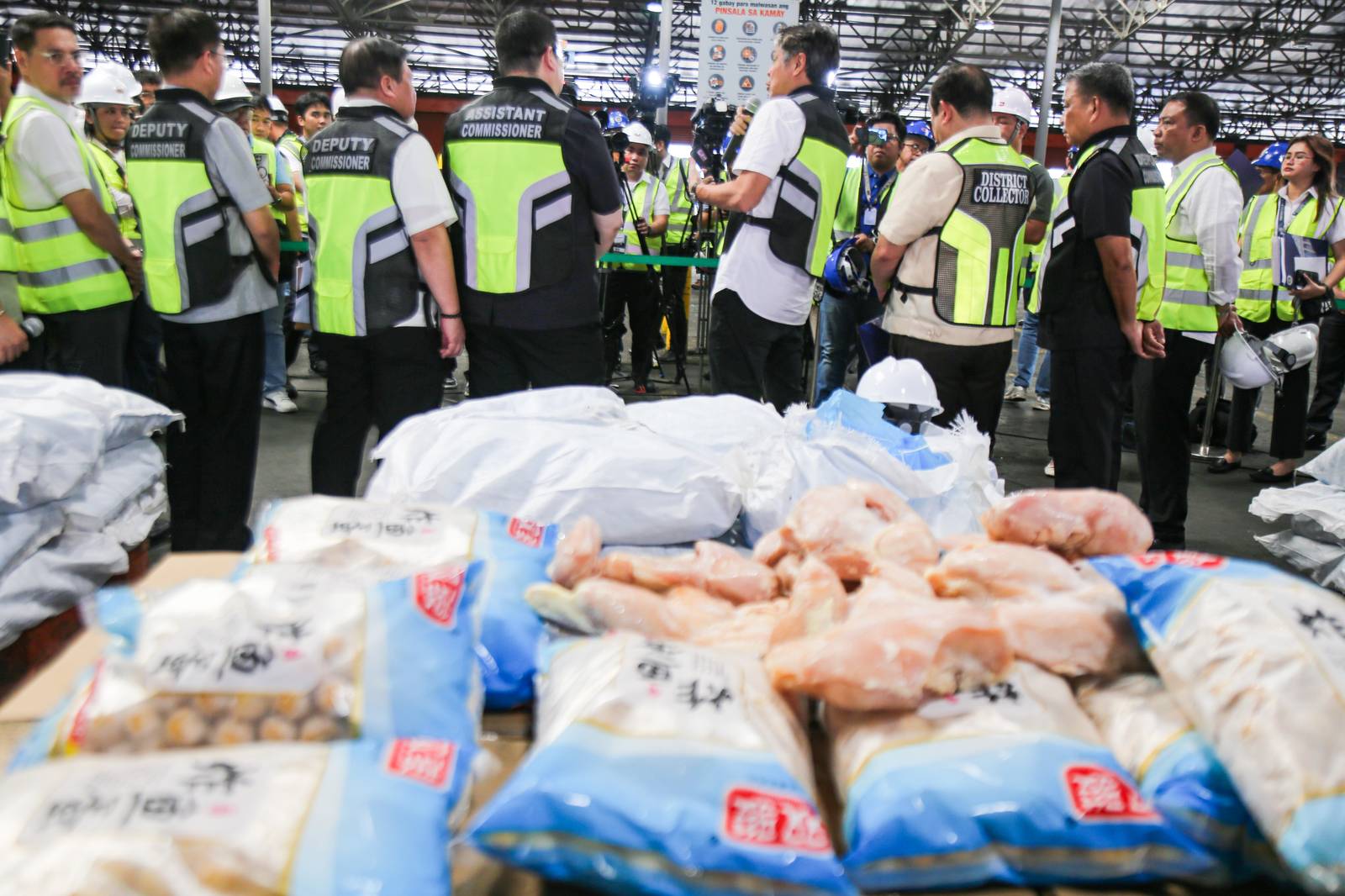 Officials from the Bureau of Customs (BOC), together with Senate Committee on Agriculture, Food, and Agrarian Reform Chairperson Senator Francis Pangilinan, inspected a seized shipment of misdeclared frozen chicken breasts and fish balls at the Manila International Container Port (MICP) on Monday, 27 October 2025.

The shipment, declared to contain 5,300 cartons of fish balls, was later discovered to hold sacks of frozen chicken breasts valued at ₱12.96 million, highlighting ongoing efforts to curb agricultural smuggling and protect consumers from unsafe and misdeclared imports.