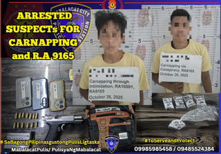 Mabalacat police nab 2 in carnapping, drug bust