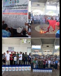 UNITED FOR PEACE | Aurora Province unites in a symbolic gesture of burning the CPP-NPA-NDF flag, signifying a collective stand against insurgency and violence.