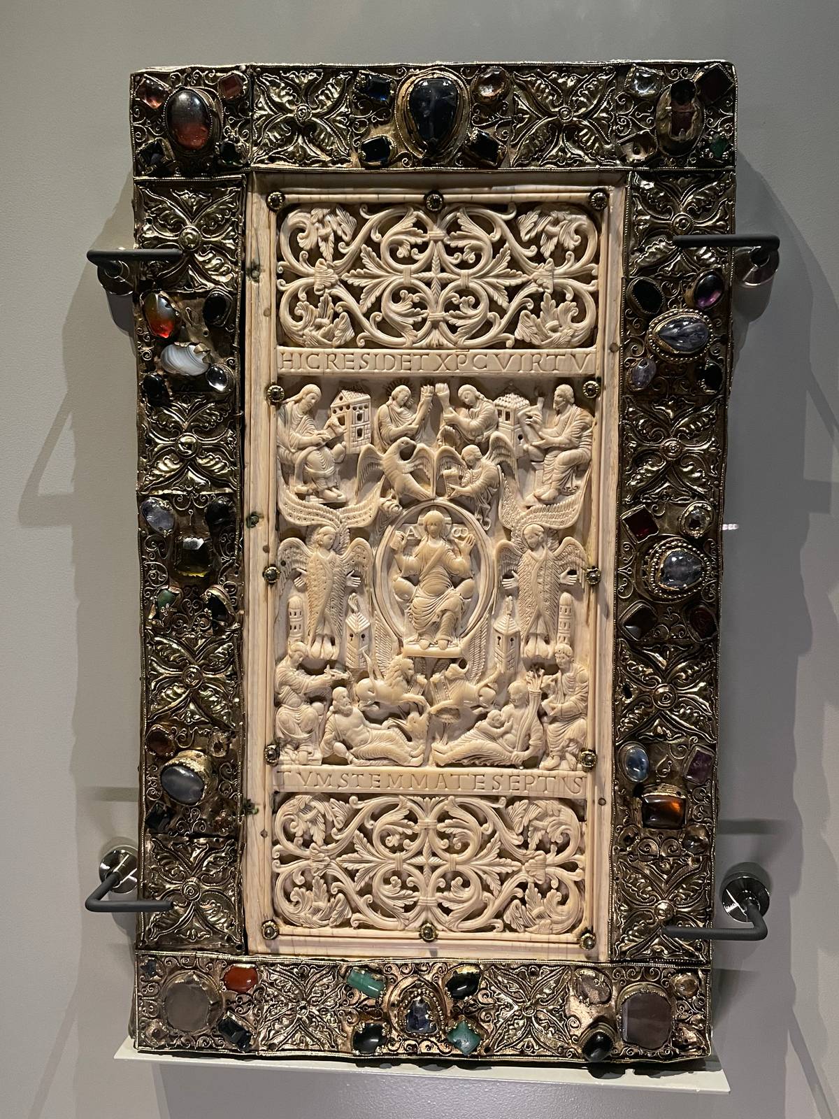 Bible covered with gems and ivory.
