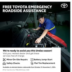 Toyota offers emergency roadside assistance at select Toyota dealerships for Undas