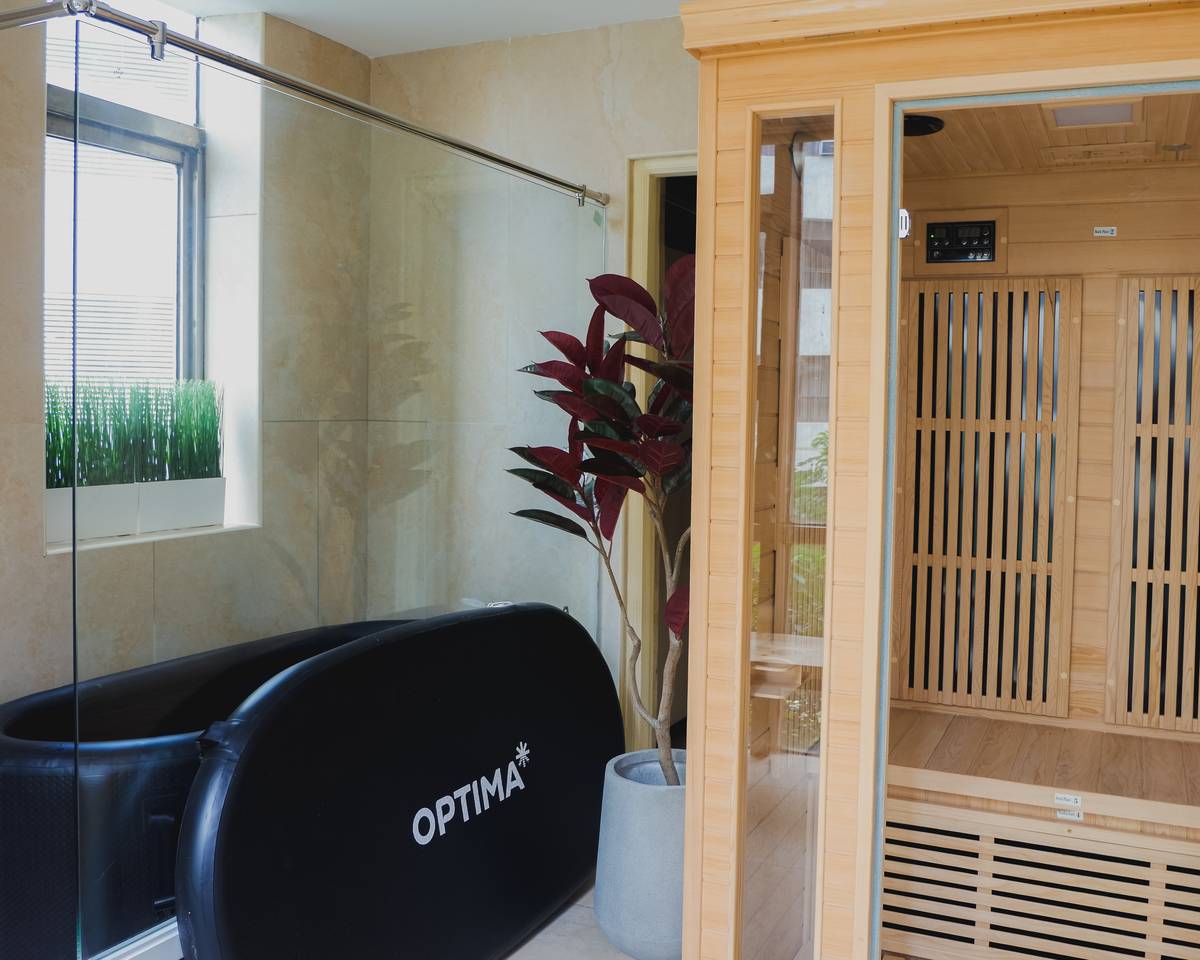 Cold Plunge and Sauna Room.