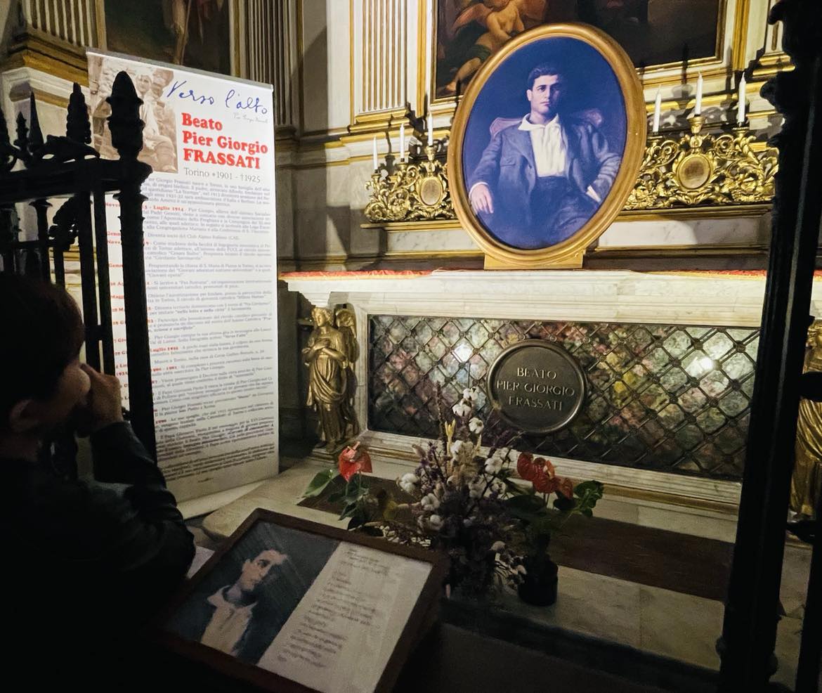 St Pier Giorgio Frassati's tomb at the Chapel of the Shroud of Turin in Italy.
