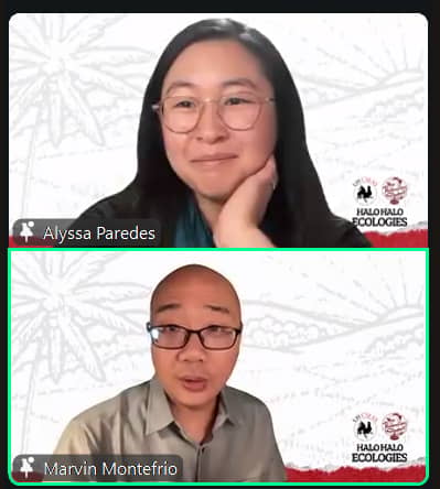 Editors Alyssa Paredes and Marvin Joseph F. Montefrio during the virtual book launch.