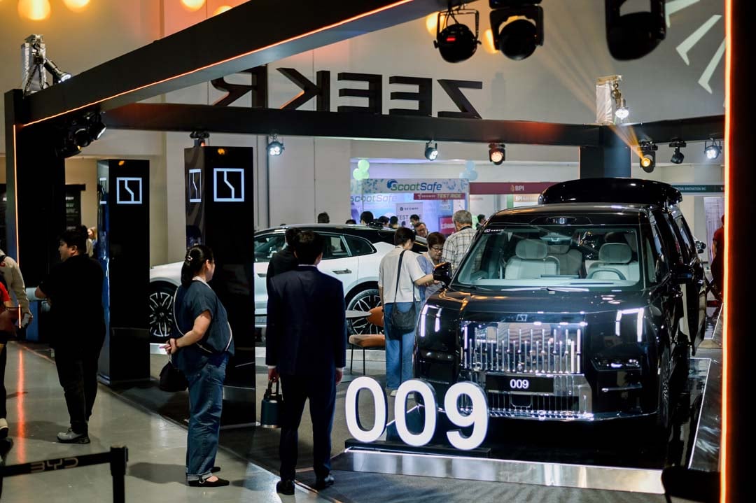 ELEGANT setup of the Zeekr booth draws attention to the 009 luxury MPV at the EV Summit.