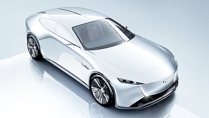 SILVER body of the Vision X-Coupe reflects Mazda’s mix of classic proportions and forward-looking technology.