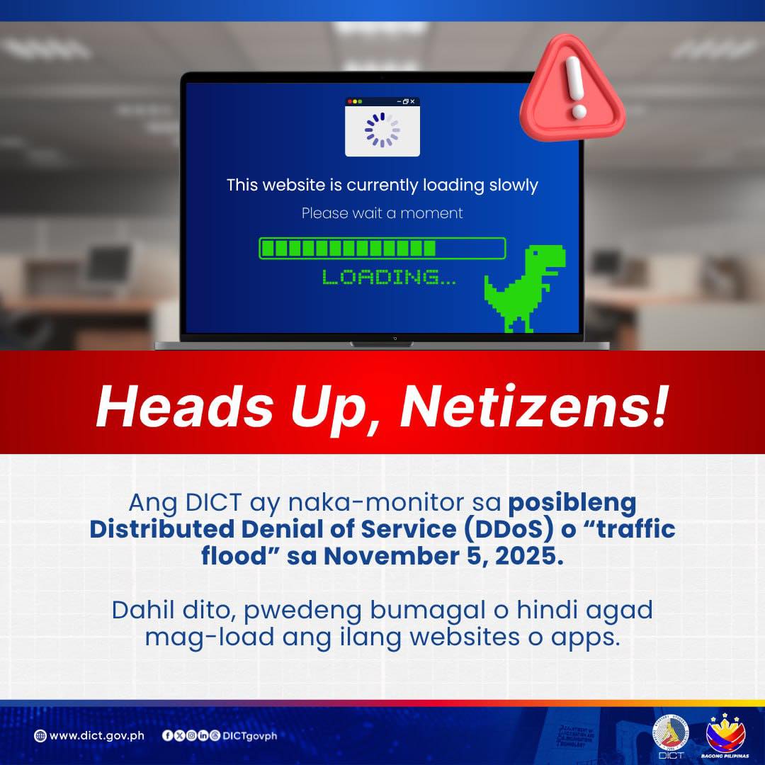 DICT warns public of possible cyberattack on 5 November