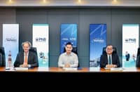 (FROM left) PAL Executive Vice President / Chief Operating Officer Atty. Carlos Luis Fernandez, PAL President Richard Nuttall, Lucio Tan Group Inc. and PAL Holdings Inc. President and Chief Operating Officer Lucio C. Tan III, PNB President and Chief Executive Officer Edwin Bautista and PNB Chief Financial Officer Francis Albalate at the signing of the memorandum of agreement held recently at the Lucio K. Tan Jr. Center in Pasay City.
