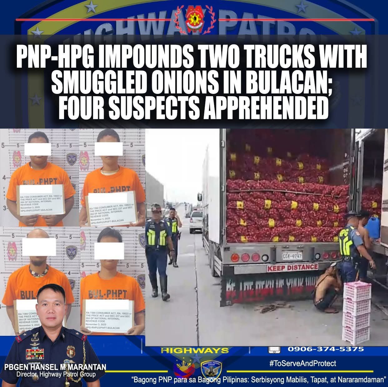 PNP-HPG seizes two trucks of smuggled onions in Bulacan