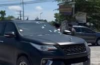 RIDDLED: A Toyota Fortuner SUV was riddled with bullets in Tacurong City mid-Tuesday, November 10, 2025 by still unidentified assailants where Former Maguindanao del Sur Board Member Taharuddin “Frank” Mlok narrowly escaped death. Luckily, the said vehicle was bullet-proof.