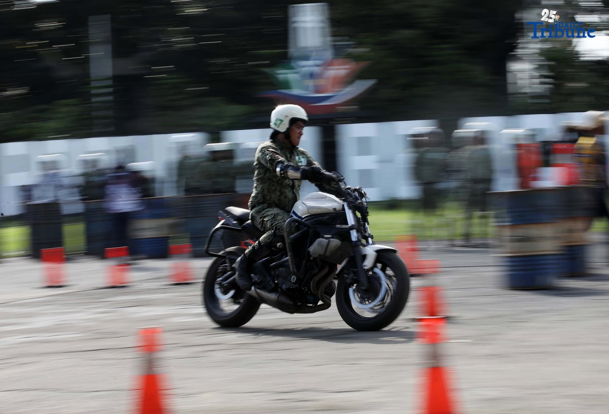 SKILLS ON WHEELS Police personnel undergo intensive motorcycle riding training at Camp Karingal in Quezon City on Tuesday, November 11, 2025, as part of a 45-day course designed to enhance their riding proficiency and operational readiness.