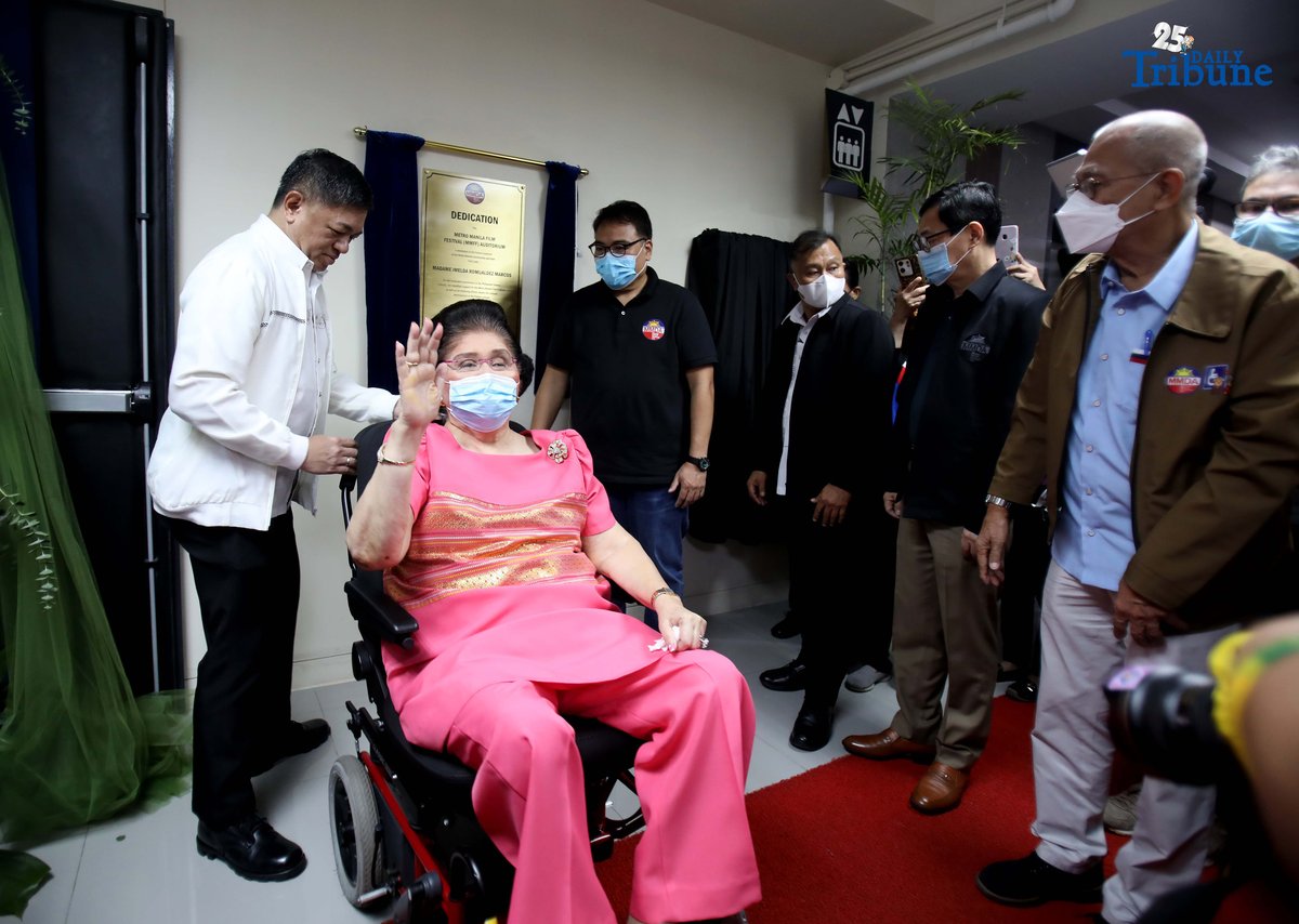 Former First Lady Imelda Romualdez Marcos and MMDA Chairman Don Artes lead the unveiling of a dedication marker at the MMFF Auditorium in Pasig City on Wednesday, 12 November 2025, as part of the month-long celebration of the MMDA’s 50th Founding Anniversary. The event honored Marcos, who once served as governor of the former Metro Manila Commission, now known as the Metropolitan Manila Development Authority (MMDA)