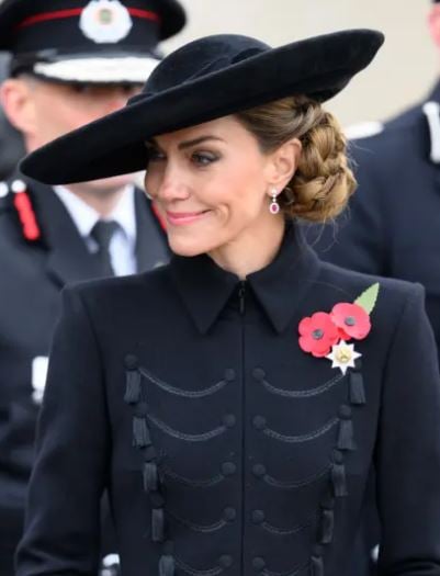 PRINCESS Kate with a pair of ruby and diamond drop during the Armistice day.