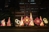 Stunning parols and festive displays adorn Ayala Avenue and Ayala Triangle to Makati Avenue and Paseo de Roxas.