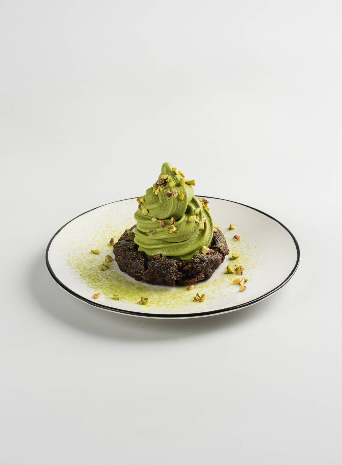 Dubai Chocolate Cookie with Matcha Soft Serve.