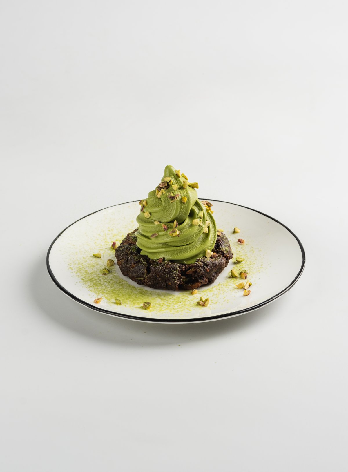 Dubai Chocolate Cookie with Matcha Soft Serve.