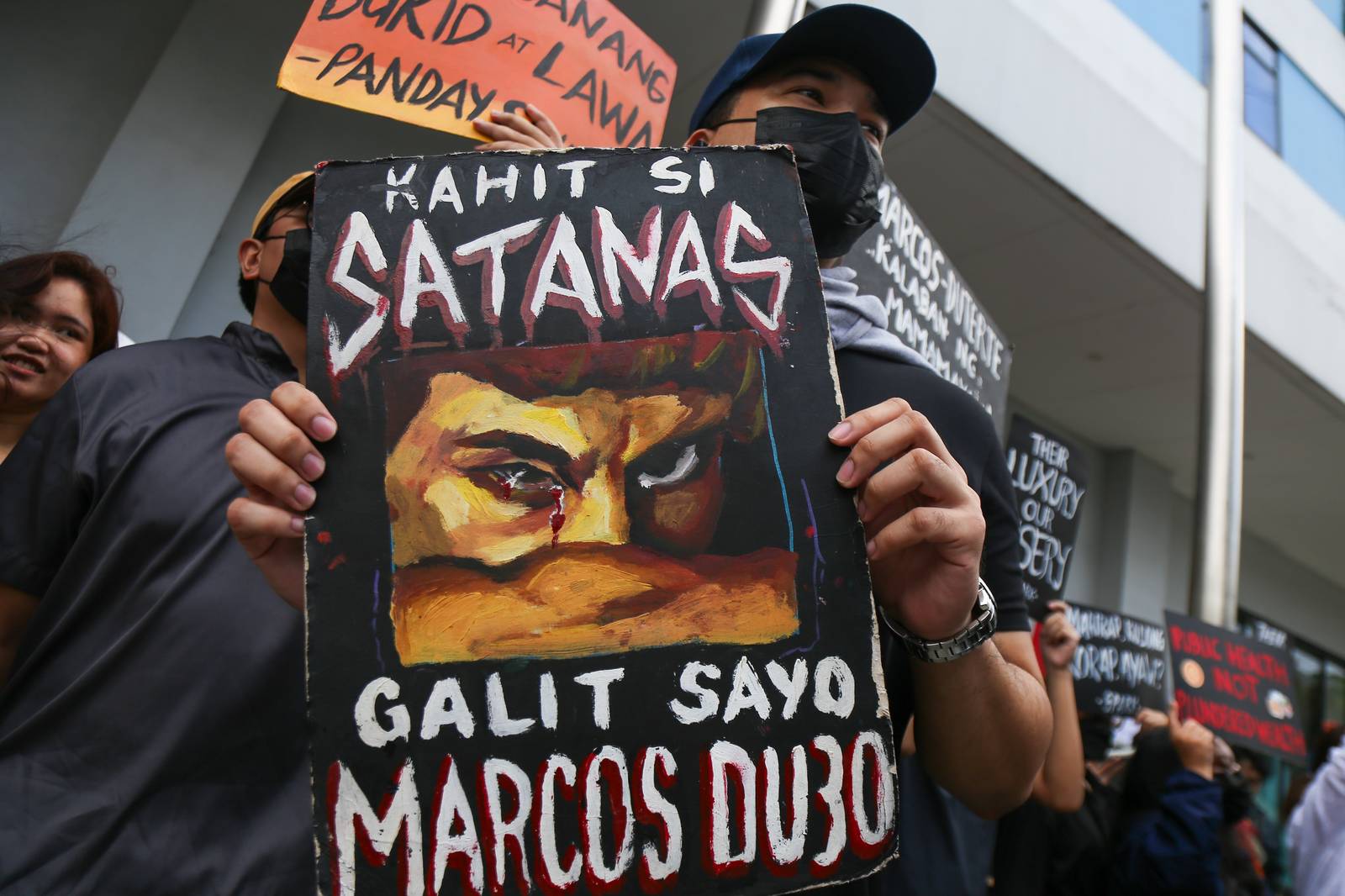 Students from Mapua University in Makati gather outside their campus in Pablo Ocampo Sr. Extension on 13 November 2025 as they call for justice and accountability from all officials and contractors involved in corruption.