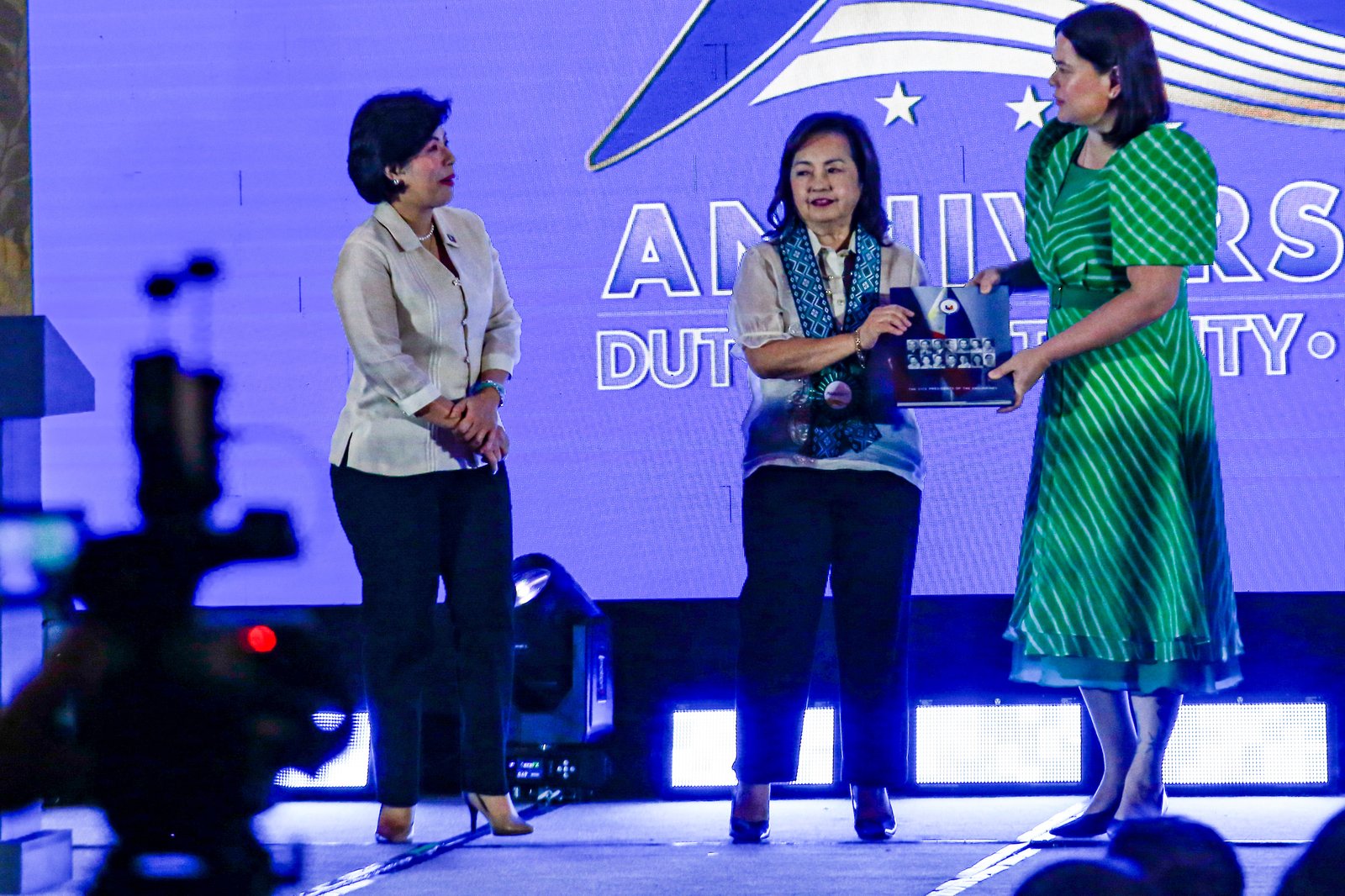 Vice President Sara Duterte leads the 90th anniversary celebration of the Office of the Vice President at the Shangri-La Hotel in Makati City on November 14, 2025. The event also marked the launch of a coffee table book highlighting the contributions of past and present vice presidents of the Philippines.