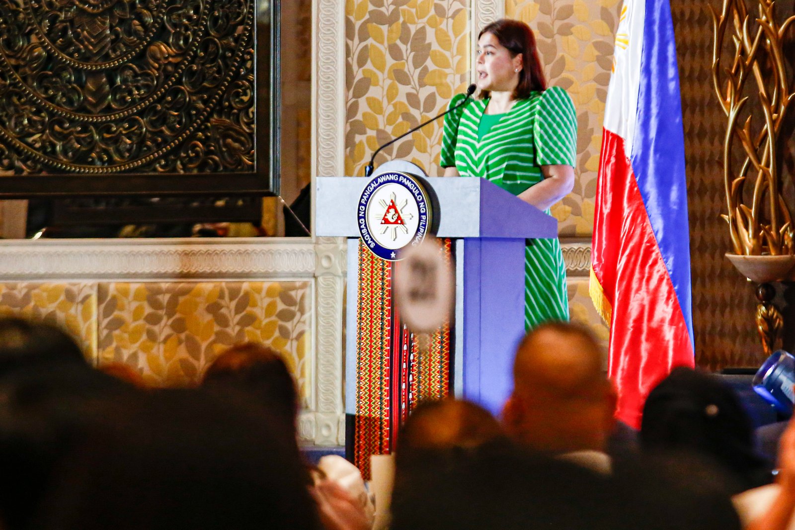 Vice President Sara Duterte leads the 90th anniversary celebration of the Office of the Vice President at the Shangri-La Hotel in Makati City on November 14, 2025. The event also marked the launch of a coffee table book highlighting the contributions of past and present vice presidents of the Philippines.