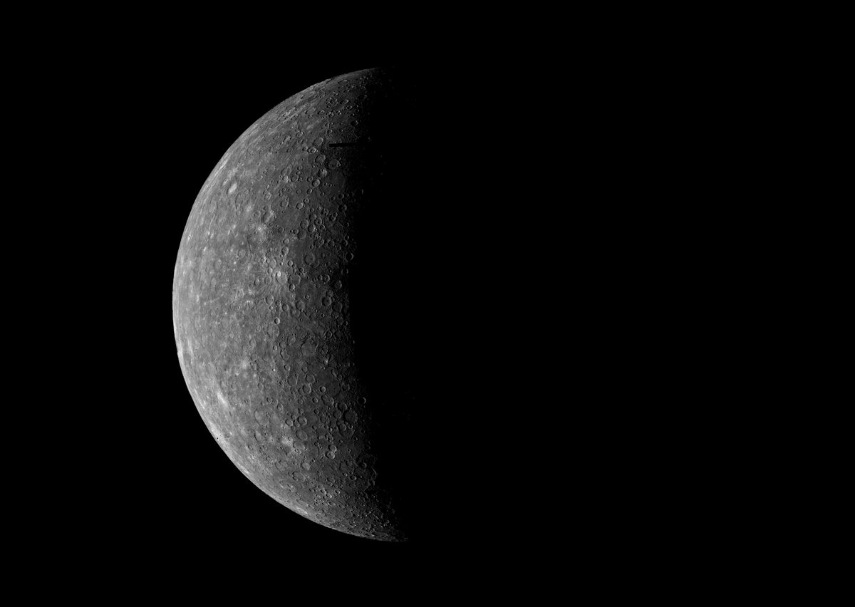 Mariner 10’s first image of Mercury from 3 million+ miles.