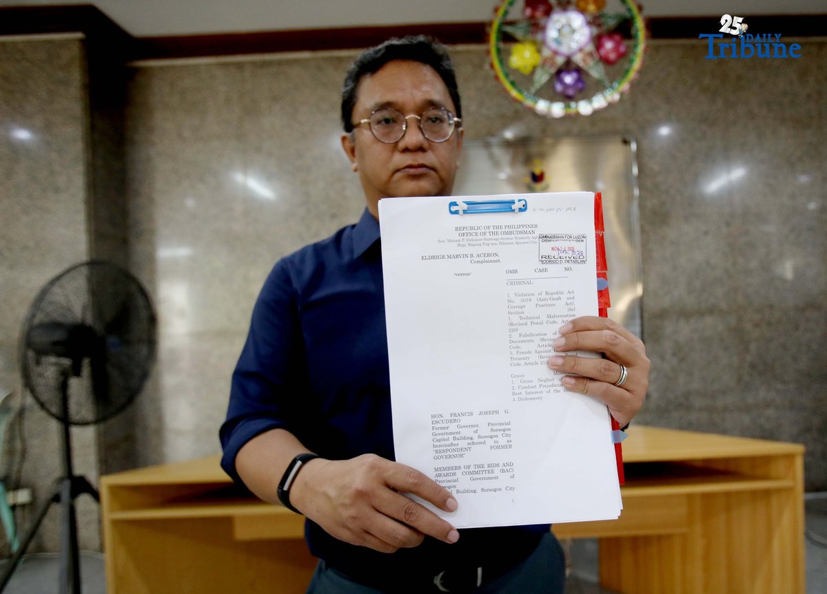 (November 14 2025) Atty. Eldridge Marvin B. Aceron speak on an interview during his filing charges of systematic corruption, misappropriation of public funds, procurement fraud and gross neglect of duty against former Governor of Sorsogon, now Senator, Francis "Chiz" Escudero, at the Ombudsman in Quezon City on Friday November 14 2025. Photo/Analy Labor