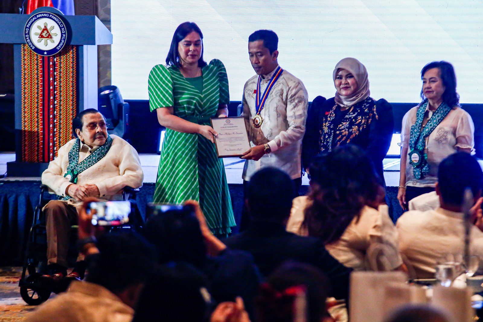 Vice President Sara Duterte leads the 90th anniversary celebration of the Office of the Vice President at the Shangri-La Hotel in Makati City on November 14, 2025. The event also marked the launch of a coffee table book highlighting the contributions of past and present vice presidents of the Philippines.
