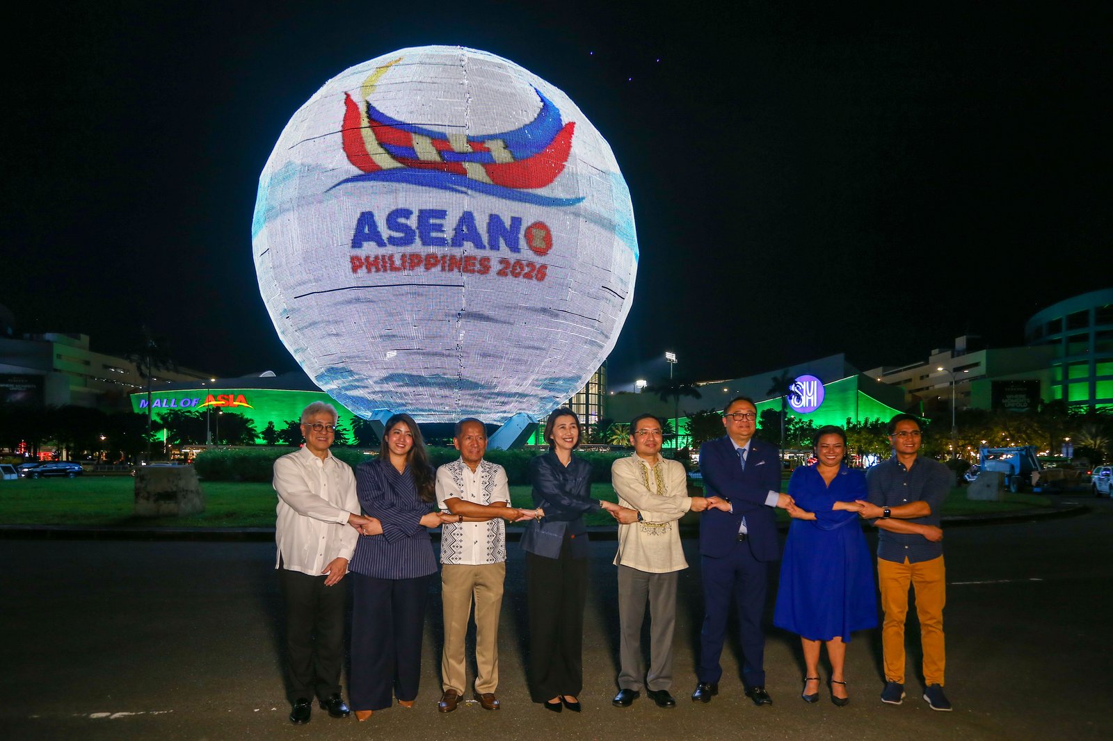The Presidential Communications Office and SM Supermalls illuminate the iconic SM Mall of Asia Globe to mark the National Launch of the Philippine Chairmanship of ASEAN 2026 on Friday evening, 14 November 2025.