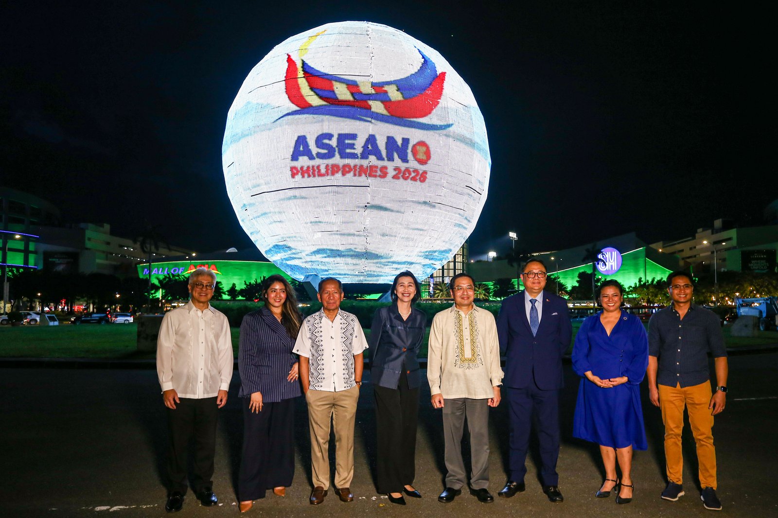 The Presidential Communications Office and SM Supermalls illuminate the iconic SM Mall of Asia Globe to mark the National Launch of the Philippine Chairmanship of ASEAN 2026 on Friday evening, 14 November 2025.