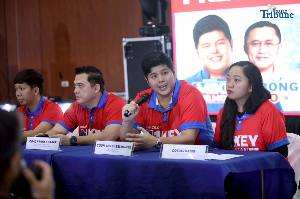 Quezon City District 2 Councilor Mikey Belmonte leads the press conference for MB Cup Season 2 at the MRB Gym on Friday, 14 November. The citywide grassroots basketball league — now composed of 114 teams — aims to develop young athletes in Quezon City and build a sustainable sports program for long-term youth development.