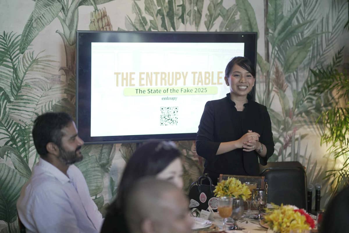 Entrupy CEO Vidyuth Srinivasan and APAC regional sales manager Aila Marie Reyes.