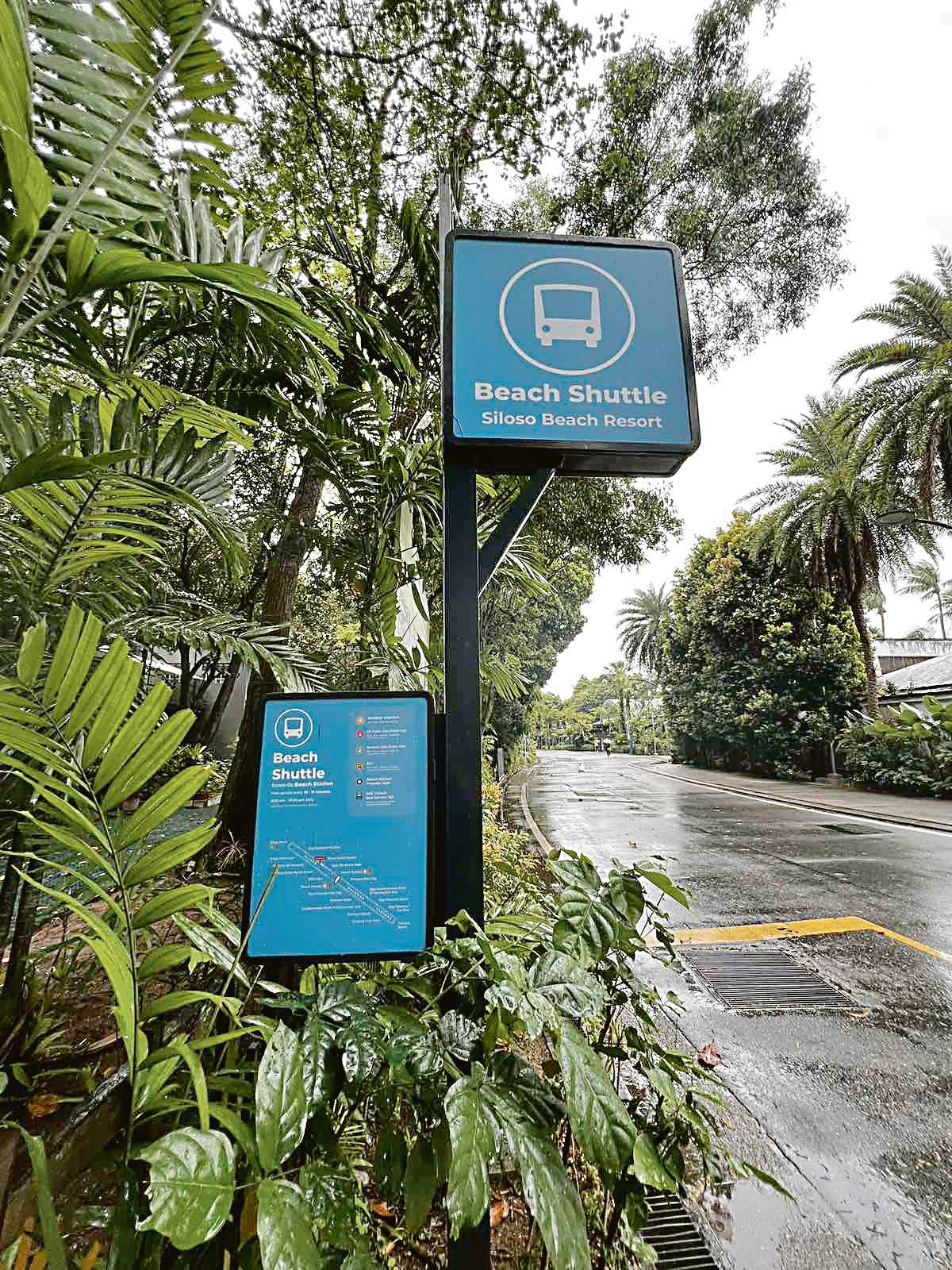 Beach shuttle station at Siloso.
