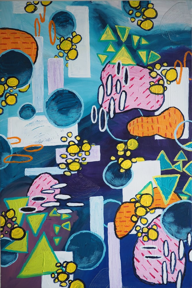 ‘COMMUNITY,’ acrylic on canvas, 36” x 24,” 2023.