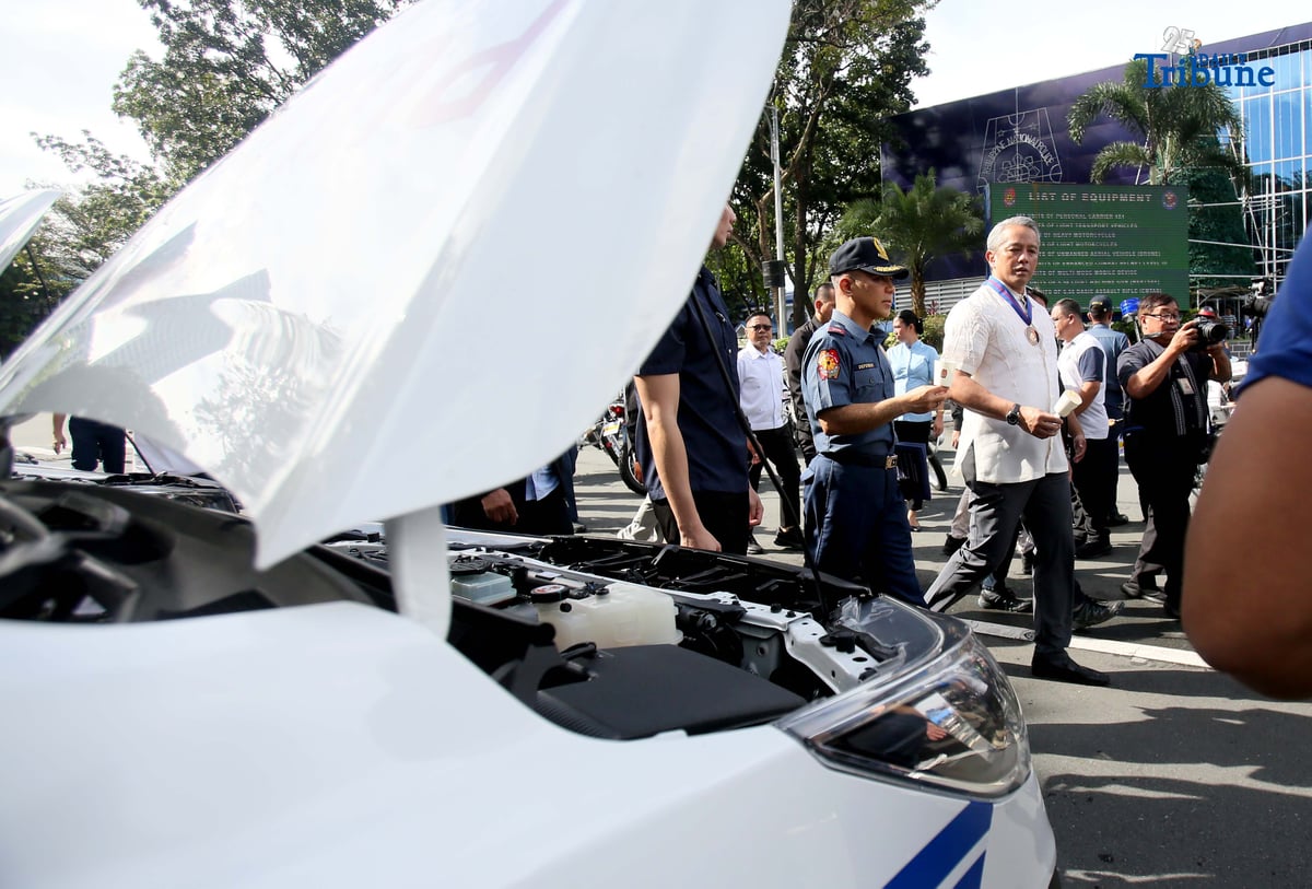PNP Officer-in-Charge Jose Melencio Nartatez and Interior Secretary Jonvic Remulla lead the blessing ceremony of newly procured police equipment at Camp Crame on Monday, 17 November 2025. The upgraded assets include drones, motorcycles, vehicles, and mobile devices designed to bolster police operations nationwide.