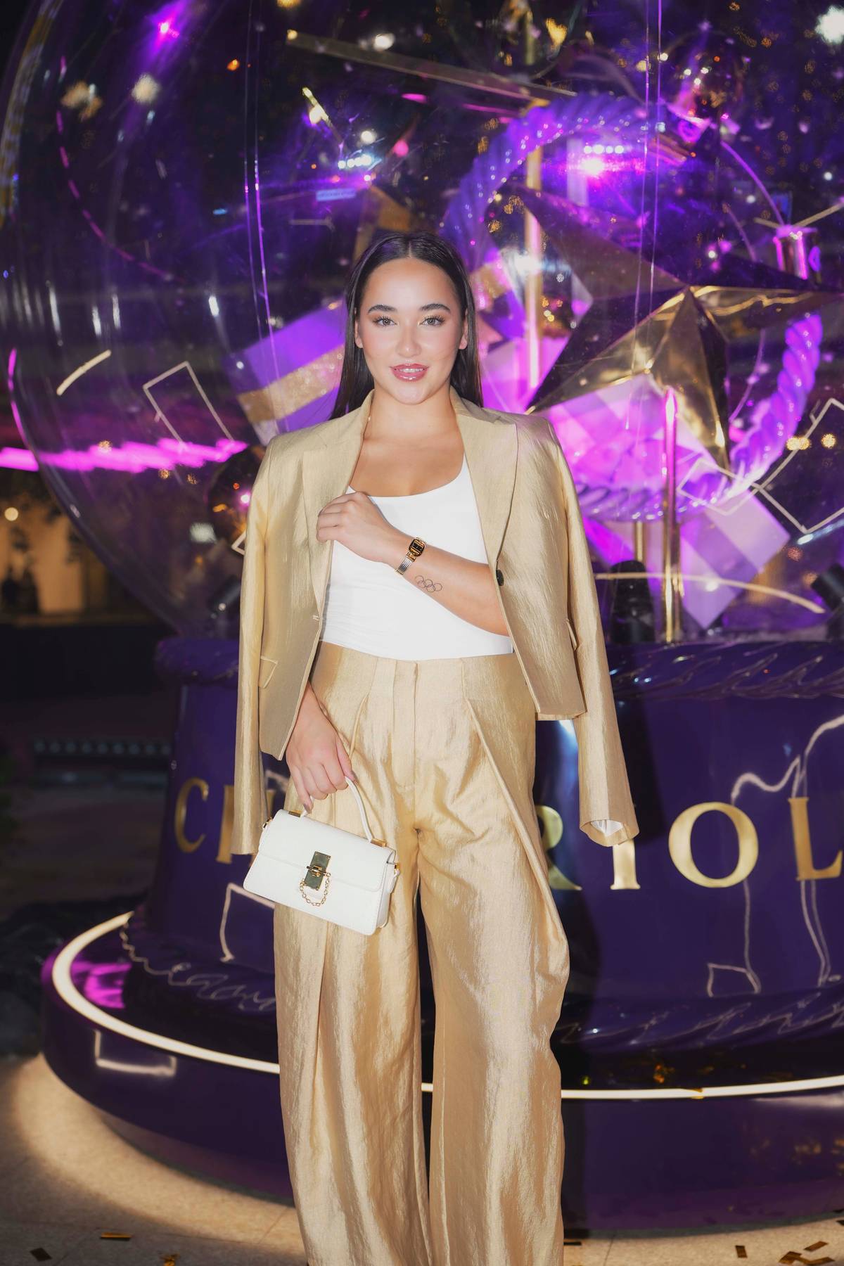 Aleah Finnegan wearing the Charriol Mariner watch.