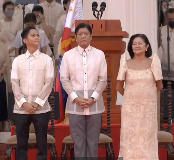 The First Family: Sandro Marcos (left), Bongbong Marcos (middle), and Liza-Araneta Marcos.