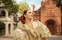 Miss Universe Philippines Ahtisa Manalo in an ensemble by Mak Tumang.