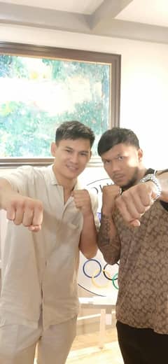 PROFESSIONAL boxers Eumir Marcial (right) and Weljon Mindoro express their readiness to represent the country in the 33rd Southeast Asian Games this December.