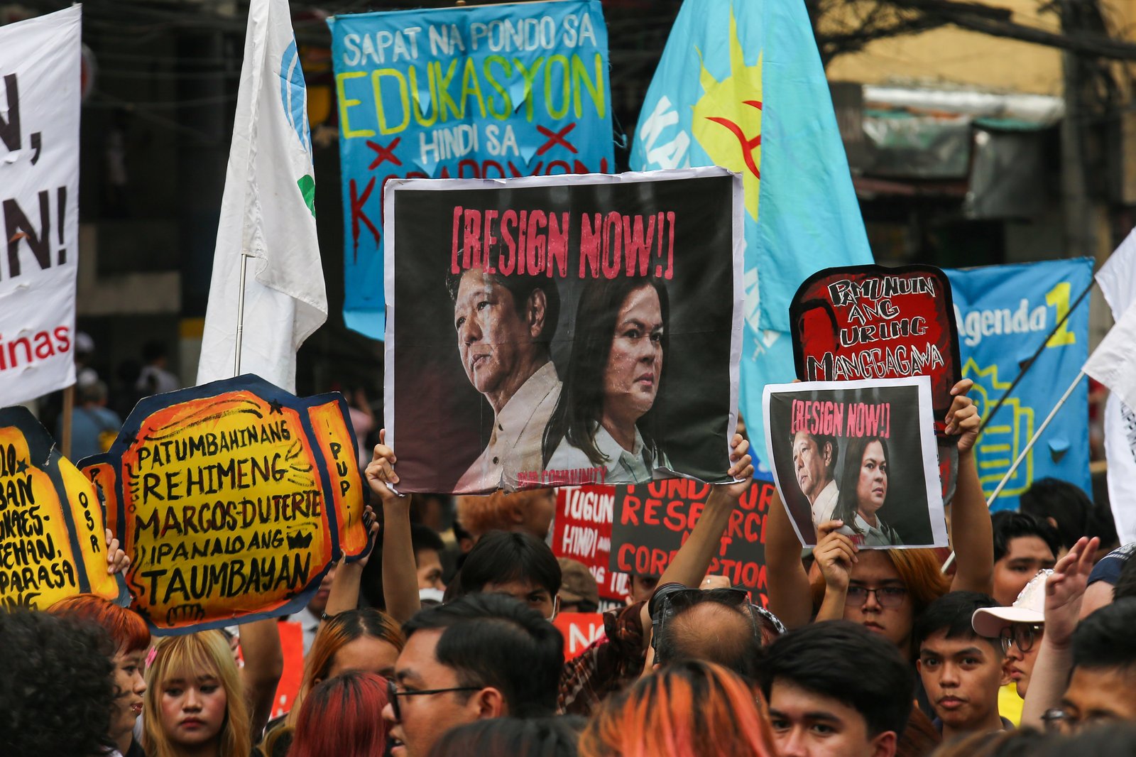 Students and your organization along U-Belt and Taft Avenue march to Mendiola on Friday afternoon, 21 November 2025, for the national day of walkout. They are calling for the resignation of President Ferdinand Marcos Jr. and Vice-President Sara Duterte and all public officials involved in the massive corruption.