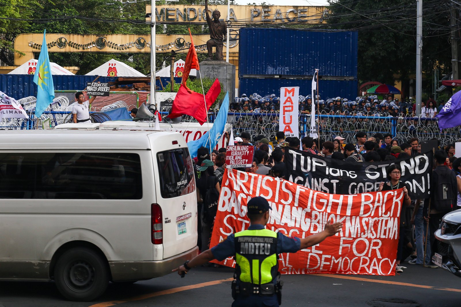 Students and your organization along U-Belt and Taft Avenue march to Mendiola on Friday afternoon, 21 November 2025, for the national day of walkout. They are calling for the resignation of President Ferdinand Marcos Jr. and Vice-President Sara Duterte and all public officials involved in the massive corruption.