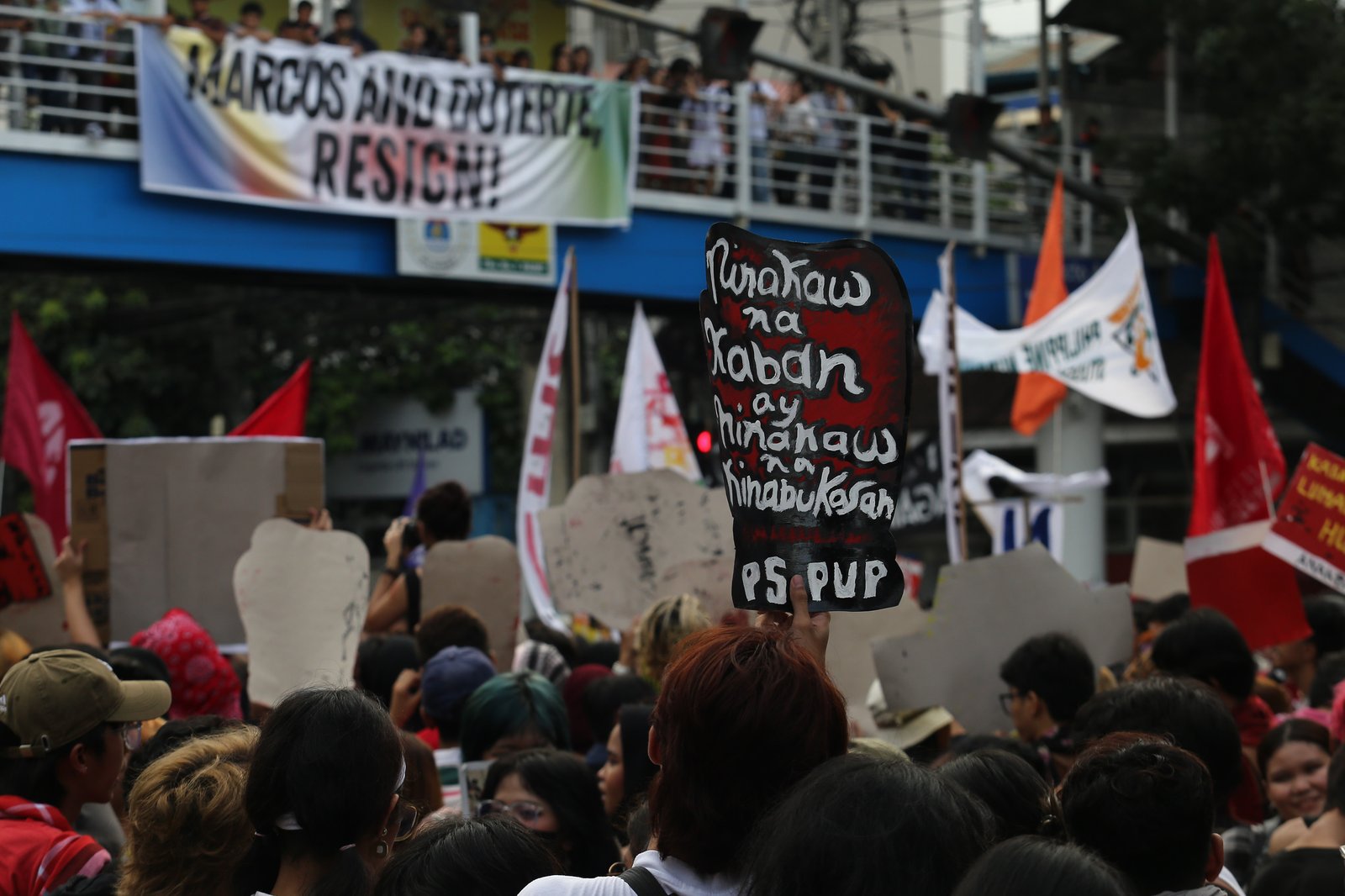 Students and your organization along U-Belt and Taft Avenue march to Mendiola on Friday afternoon, 21 November 2025, for the national day of walkout. They are calling for the resignation of President Ferdinand Marcos Jr. and Vice-President Sara Duterte and all public officials involved in the massive corruption.