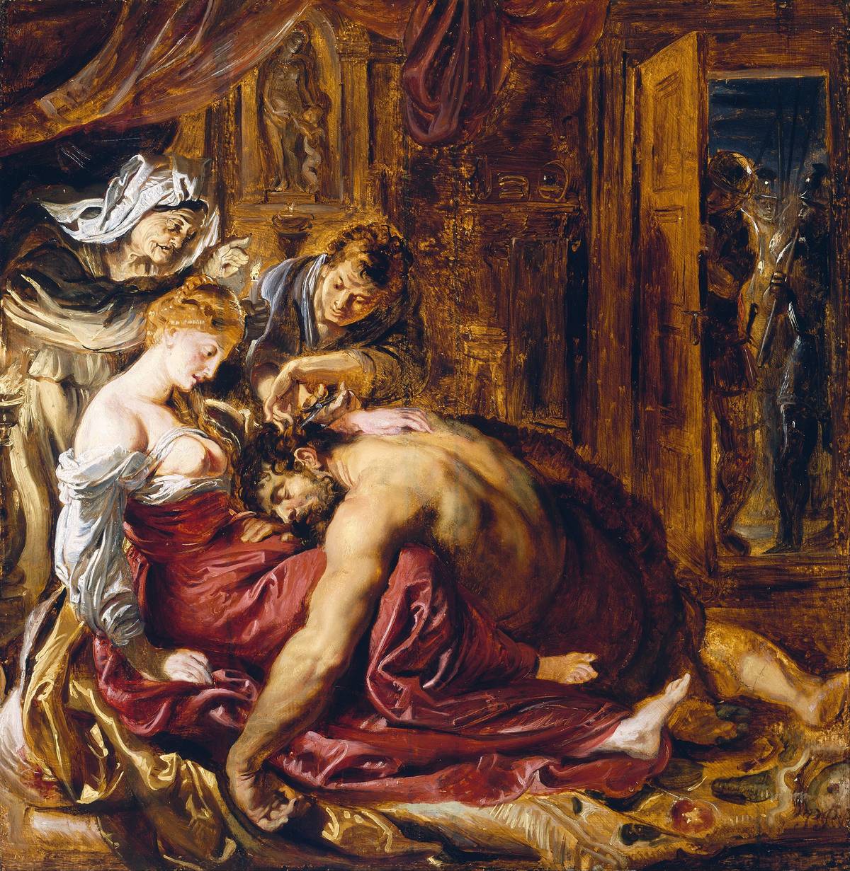 "Samson and Delilah," 1604/1614 oil on panel, by Peter Paul Rubens,