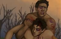 "Am I My Brother's Keeper?" 2024 digital painting by Amelia Clarissa de Luna Monasterial.