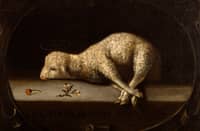 "The Sacrificial Lamb," oil on canvas by Josefa de Ayala (Portuguese, ca. 1630 — 1684)