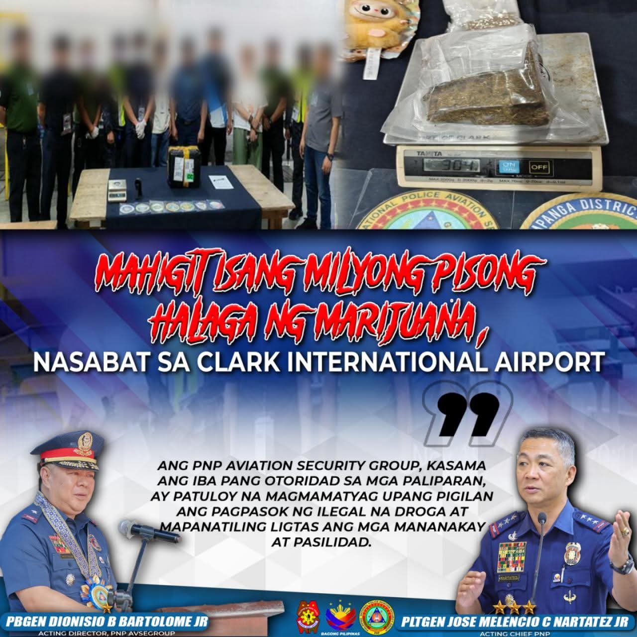 P1M worth of marijuana seized at Clark airport