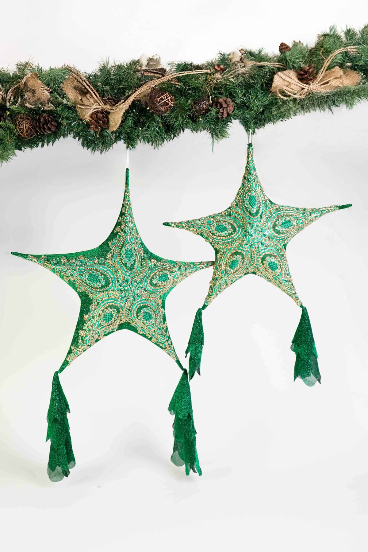 Green blue foldable lace parol.